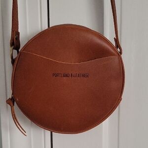 Portland Leather Small Circle Honey Crossbody Bag